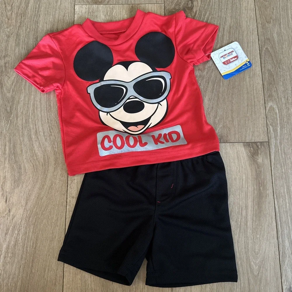 Disney Junior Mickey Mouse "Cool Kid" Baby Short Set Size 12M 2 Piece NEW - Picture 1 of 7